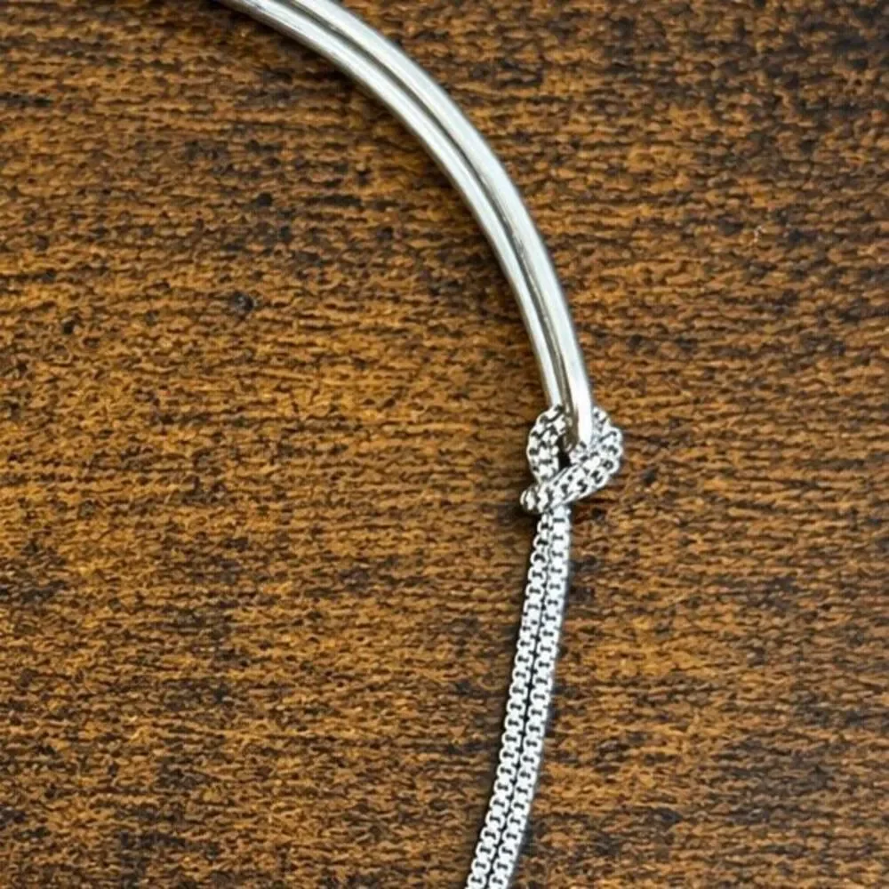 Sterling Silver Minimalist Asymmetrica Knot Bracelet